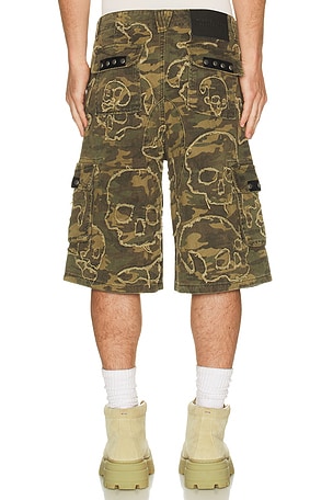 Affliction Skull Camo Shorts in Green