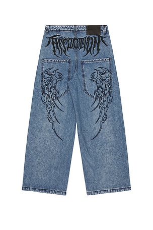 Affliction Tribal & Wings Extra Wide Jeans in Blue