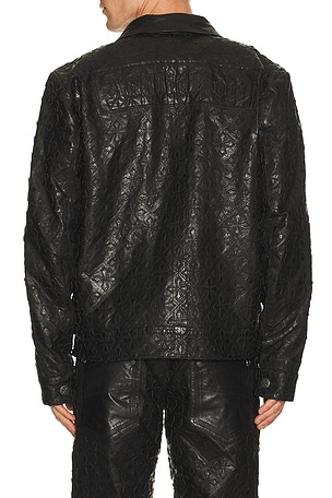 Affliction Quilted Cross Leather Jacket in Black