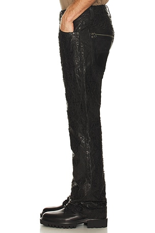 Affliction Quilted Cross Leather Pant in Black