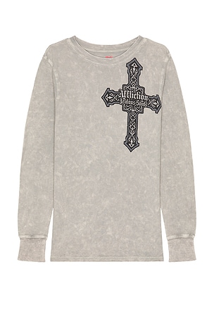 Affliction Seeker Long Sleeve Thermal Tee in Grey