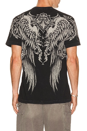 Affliction Flourish Short Sleeve Tee in Black. Size M. Also