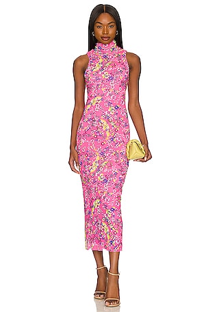 pink paisley midi dress Alchemy Structured Midi Dress