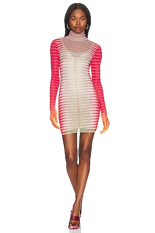 neon corset dress Candice Wang 72488 NEON PINK Corset Bodice Satin Dress NEON PINK / 2