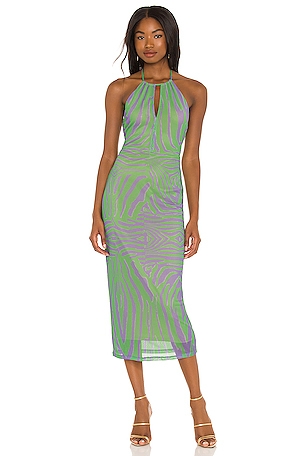 AFRM Zebra Dress in Green Purple Zebra | REVOLVE