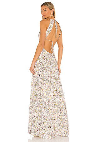 AFRM Vail Halter Maxi Dress in Blanc Ditsy | REVOLVE