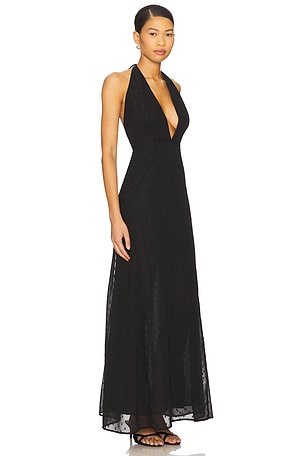 AFRM Odenah Clip Dot Dress in Black
