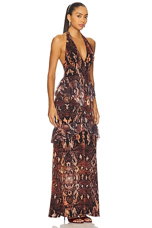 AFRM Athens Crochet Lace Maxi Dress in Brown