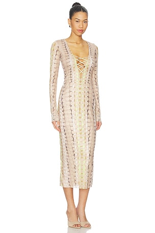 AFRM Cambria Dress in Beige,Green