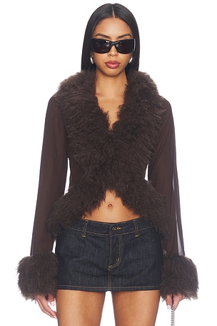 x REVOLVE Simone Faux Fur Cardigan AFRM