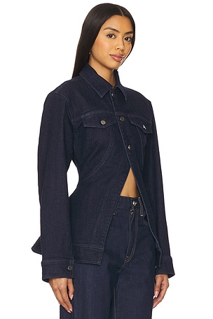 AFRM The Peplum Denim Jacket in Blue