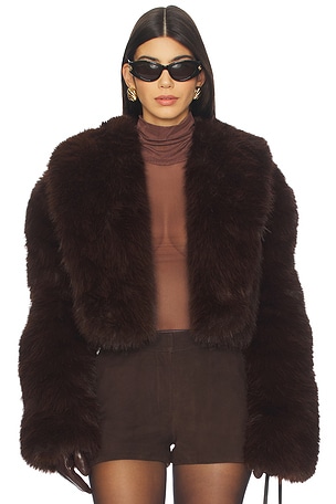 AFRM Stephanie Faux Fur Coat in Brown