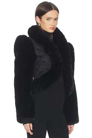 AFRM Daya Faux Fur Jacket in Black