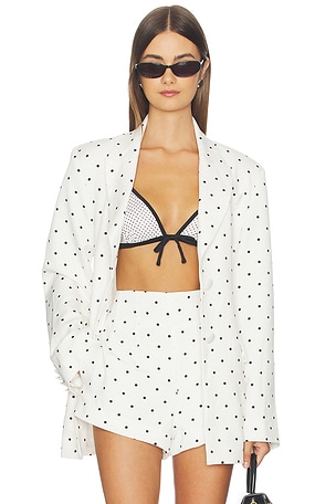 Afrm edel blazer en blanc pen dot en color blanco