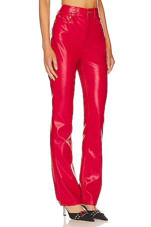 AFRM Faux Leather Heston Straight Leg Pants in Red