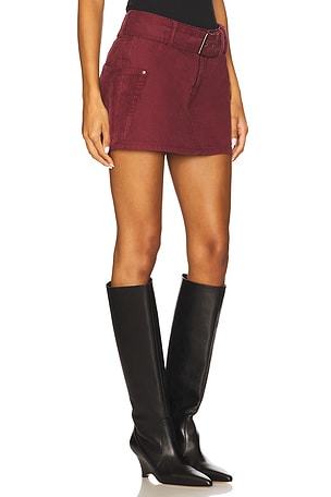 AFRM The Chippy Belted Micro Mini Skirt in Wine