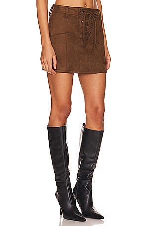 AFRM x Revolve Benji Mini Skirt in Brown