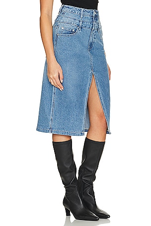 AFRM Maison Skirt in Denim-Medium