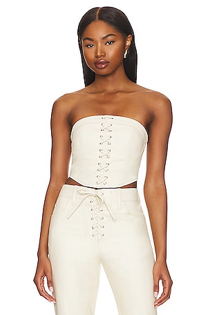 FRONT HOOK CLOSURE FAUX LEATHER BUSTIER TOP