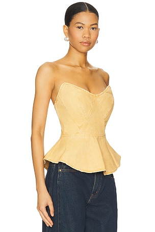 AFRM The Princess Peplum Top in Tan