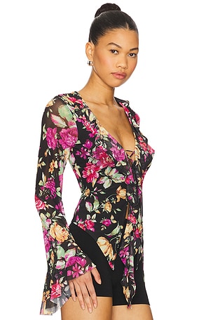AFRM Afrm cadence top en color rosado talla XXS en Dusted Floral - Pink