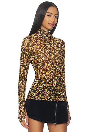 AFRM Zadie Flocked Mesh Top in Yellow