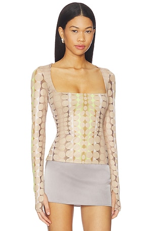 AFRM Ines Top in Tan,Green