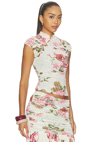 AFRM Adjoa Top in Layered Roses. Size XXS. Also