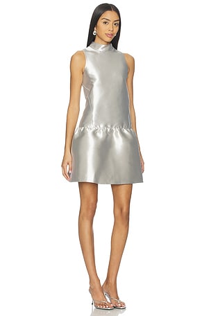 ALIGNE Blaze Satin Mini Dress in Metallic Silver