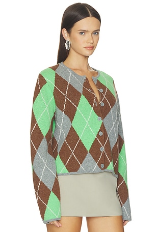 ALIGNE Aggie Merino Argyle Cardigan in Green Mix. Size XS. Also