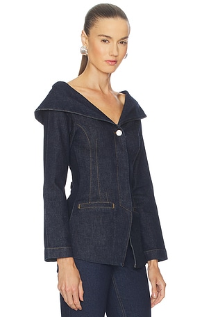 ALIGNE Denim Blazer in Blue. Size 6. Also