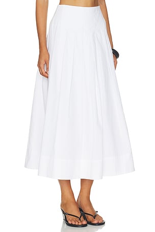 ALIGNE Julie Pleated Poplin Skirt in White