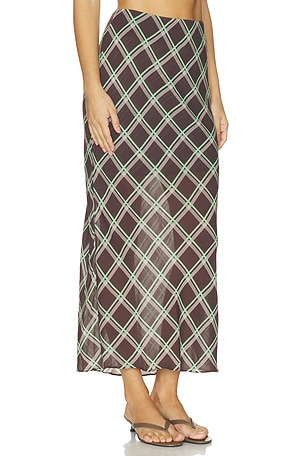 ALIGNE Yvonne Check Maxi Skirt in Brown Mix