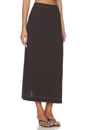 ALIGNE Mia Linen Mix Skirt in Chocolate