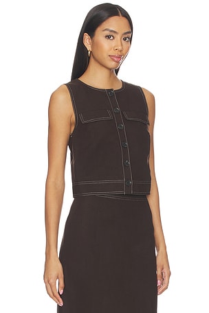 ALIGNE Summer Linen Mix Waistcoat in Chocolate