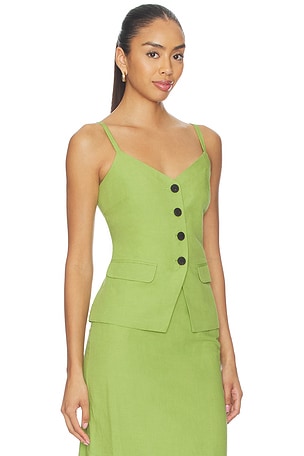 ALIGNE Apple Linen Mix Waistcoat in Green