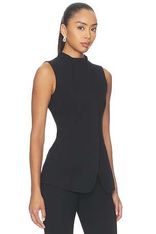 ALIGNE Cynthia Funnel Neck Waistcoat in Black. Size 0. Also