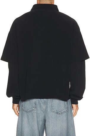 AGOLDE Curren Double Sleeve Polo in Black