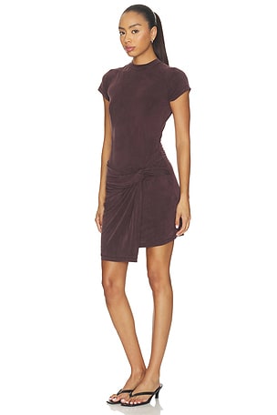 AGOLDE Draped Overlay Raglan Sleeve Mini Dress in Purple