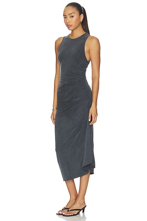 AGOLDE Draped Overlay Raglan Sleeve Mini Dress in Grey