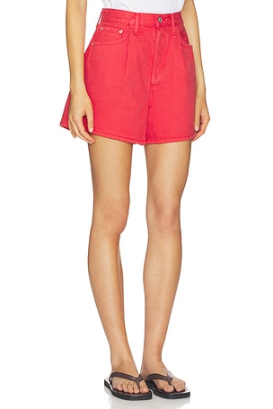 AGOLDE Rhoda Pleated A-line Shorts in Red