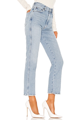AGOLDE Pinch Waist High Rise Kick Jeans in Blue