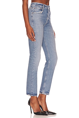 AGOLDE Riley Long Straight Jeans in Denim-Light
