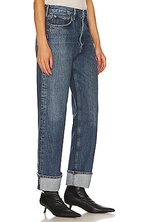 AGOLDE Fran Low Slung Easy Straight in Denim-Dark