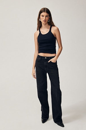 Harper Mid Rise Wide Straight Jeans