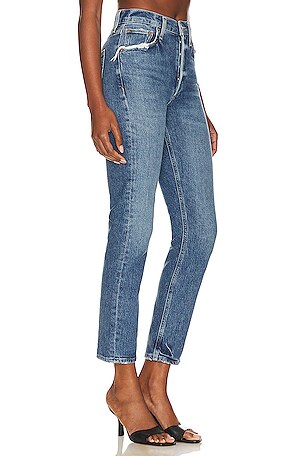 AGOLDE Riley Long High Rise Straight Jeans in Denim-Light