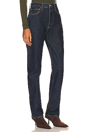 AGOLDE 90s Pinch Waist High Rise Straight Jeans in Denim-Dark