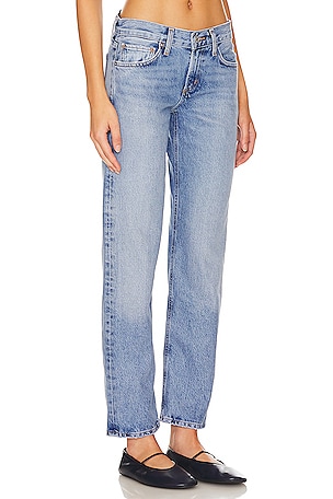AGOLDE Amber Low Rise Straight Jeans in Denim-Light. Size 34. Also