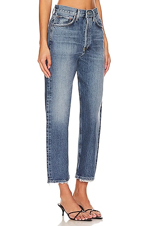 AOrE JEAN DROIT TAILLE MOYENNE 90S CROP en Denim Clair