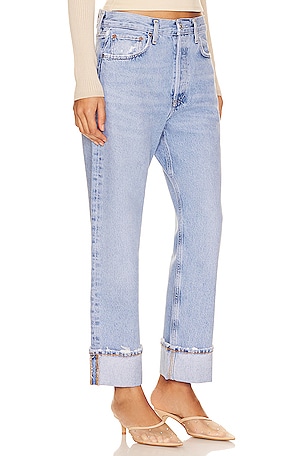 AGOLDE Fran Low Slung Easy Straight Jeans in Denim-Light